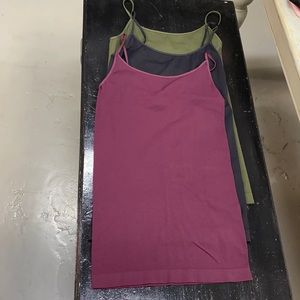 Lot of 3 spaghetti strap NikiBiki Tops NWOT olive, black, wine. One size.